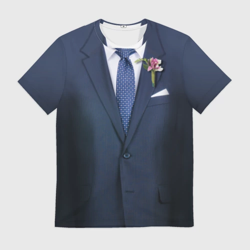 Мужская футболка 3D с принтом Жених, вид спереди #2