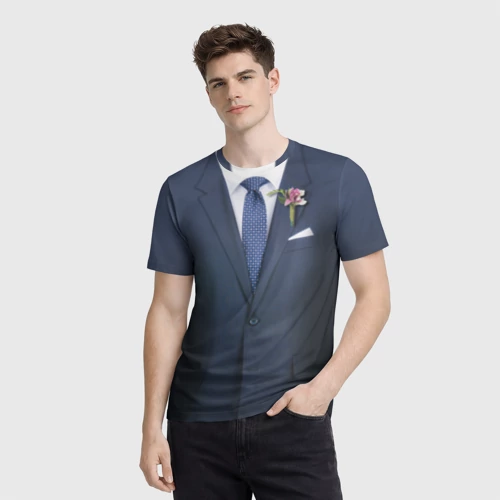 Мужская футболка 3D с принтом Жених, фото на моделе #1