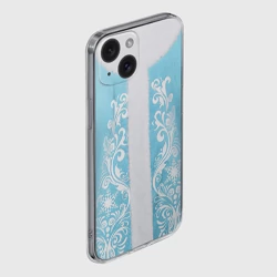 Чехол для iPhone 15 силиконовый с защитой камеры Снегурочка костюм - фото 2