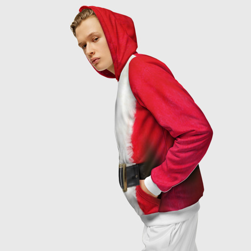 Мужская толстовка 3D на молнии Дед мороз костюм, цвет белый - фото 5