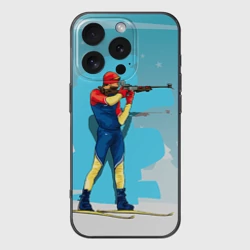 Чехол для iPhone 16 Pro Max силиконовый с защитой камеры Биатлон