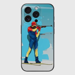 Чехол для iPhone 16 Pro силиконовый с защитой камеры Биатлон