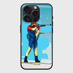 Чехол силиконовый для Apple iPhone 15 Pro Мax матовый Биатлон