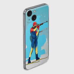 Чехол для iPhone 15 силиконовый с защитой камеры Биатлон - фото 2