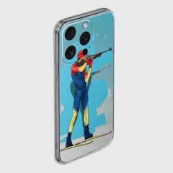 Чехол для iPhone 15 Pro Max силиконовый с защитой камеры Биатлон - фото 2