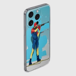 Чехол для iPhone 15 Pro силиконовый с защитой камеры Биатлон - фото 2