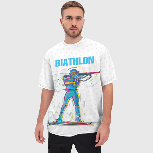 Мужская футболка oversize 3D Биатлон, цвет 3D печать - фото 3