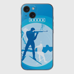 Чехол для iPhone 15 силиконовый с защитой камеры Биатлон