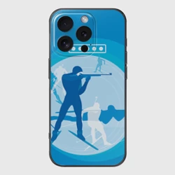 Чехол для iPhone 16 Pro силиконовый с защитой камеры Биатлон