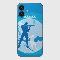 Чехол для iPhone 16 силиконовый с защитой камеры Биатлон