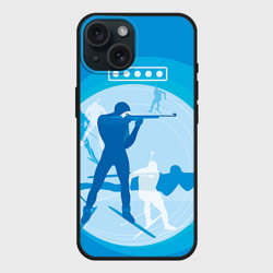 Чехол силиконовый для Apple iPhone 15 матовый Биатлон