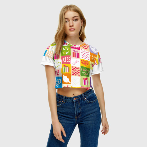 Женская футболка Crop-top 3D Love, цвет 3D печать - фото 4