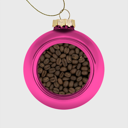 Стеклянный ёлочный шар Кофе, цвет розовый