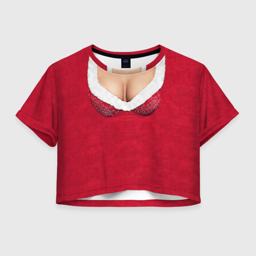 Женская футболка Crop-top 3D Костюм снегурочки, цвет 3D печать