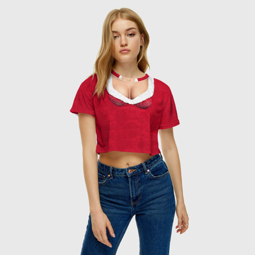 Женская футболка Crop-top 3D Костюм снегурочки, цвет 3D печать - фото 3