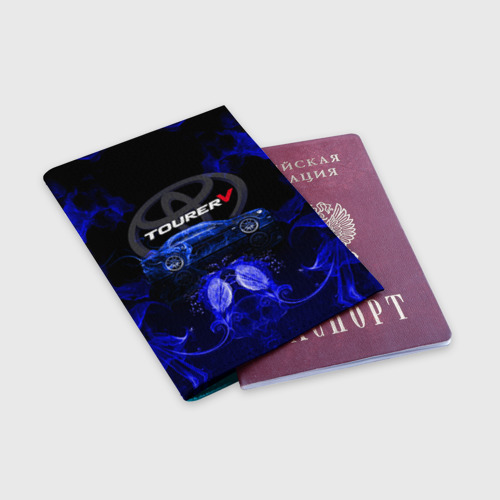 Обложка для паспорта матовая кожа Toyota chaser, цвет голубой - фото 3
