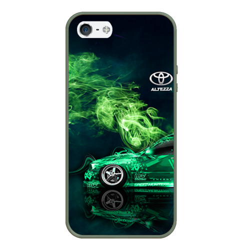 Чехол для iPhone 5/5S матовый Toyota Altezza, цвет темно-зеленый