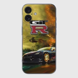 Чехол для iPhone 16 силиконовый с защитой камеры Nissan GTR