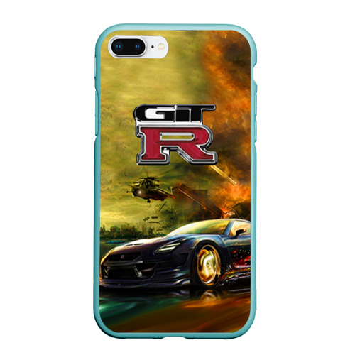 Чехол для iPhone 7Plus/8 Plus матовый Nissan GTR, цвет мятный