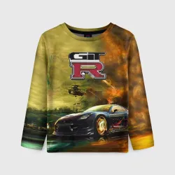 Детский лонгслив 3D Nissan GTR
