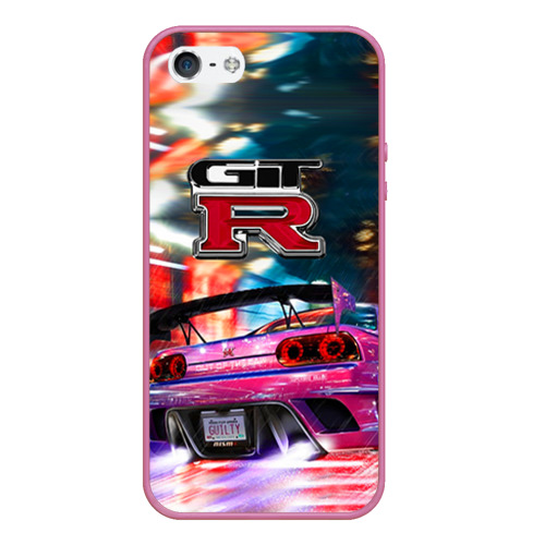 Чехол для iPhone 5/5S матовый Nissan GTR, цвет малиновый