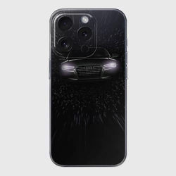 Чехол для iPhone 15 Pro Max силиконовый с защитой камеры Audi