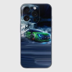 Чехол для iPhone 15 Pro силиконовый с защитой камеры Toyota FT-86