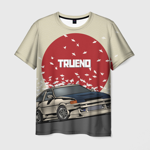 Мужская футболка с принтом Toyota Trueno ae86, вид спереди №1