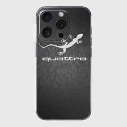 Чехол для iPhone 15 Pro силиконовый с защитой камеры Audi qauttro