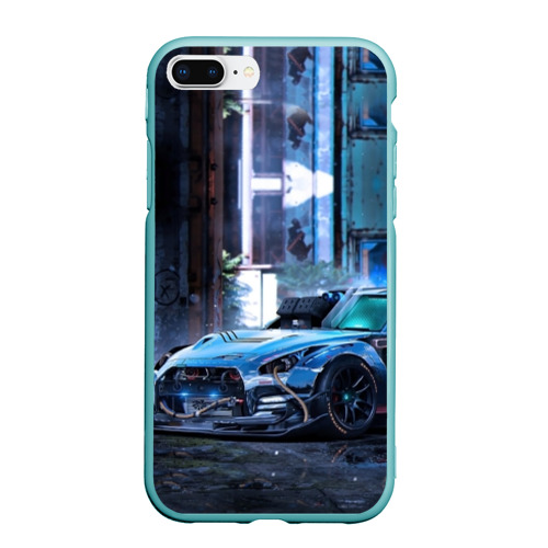 Чехол для iPhone 7Plus/8 Plus матовый Nissan GTR R35, цвет мятный