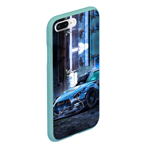 Чехол для iPhone 7Plus/8 Plus матовый Nissan GTR R35, цвет мятный - фото 3