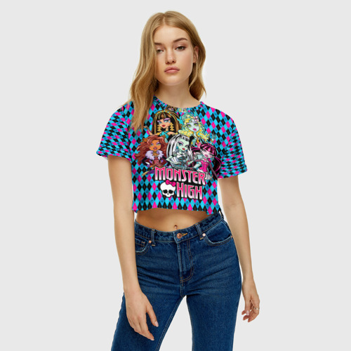 Женская футболка Crop-top 3D Monster High, цвет 3D печать - фото 3