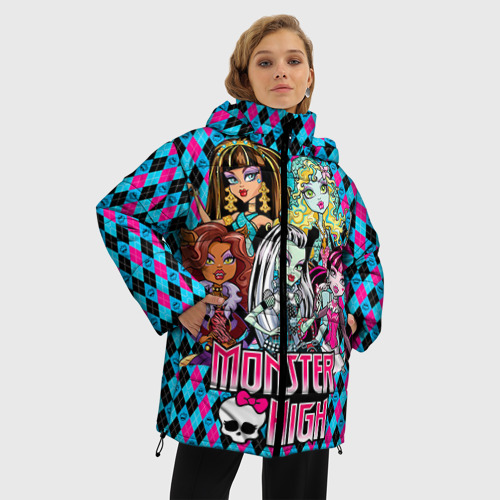 Женская зимняя куртка Oversize Monster High, цвет светло-серый - фото 3