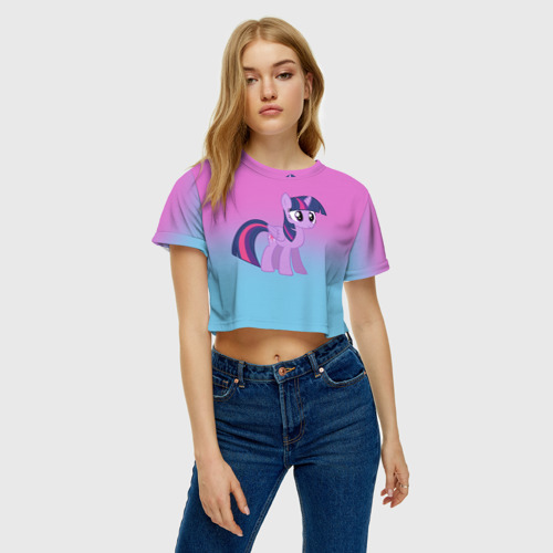 Женская футболка Crop-top 3D My Little Pony, цвет 3D печать - фото 3