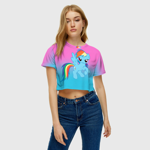 Женская футболка Crop-top 3D My Little Pony, цвет 3D печать - фото 3