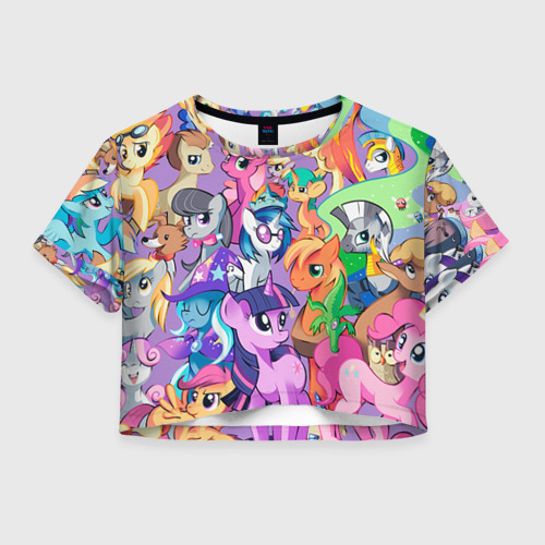 Женская футболка Crop-top 3D My Little Pony, цвет 3D печать