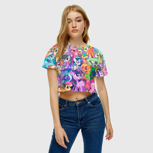 Женская футболка Crop-top 3D My Little Pony, цвет 3D печать - фото 3