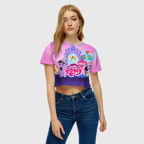 Женская футболка Crop-top 3D My Little Pony, цвет 3D печать - фото 3