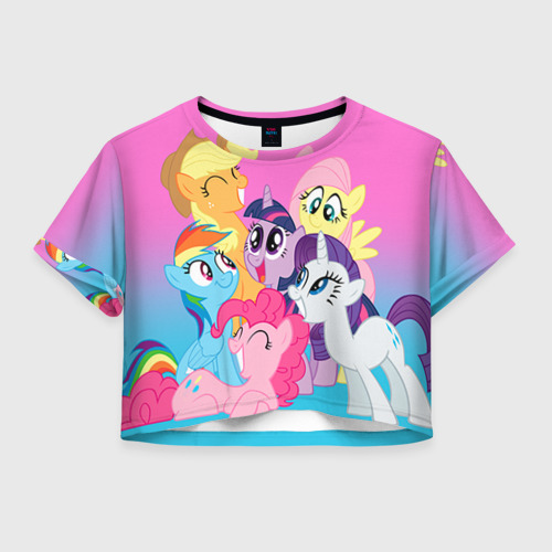 Женская футболка Crop-top 3D My Little Pony, цвет 3D печать