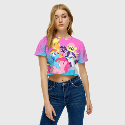 Женская футболка Crop-top 3D My Little Pony, цвет 3D печать - фото 4