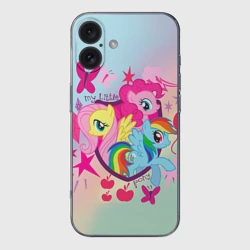Чехол для iPhone 16 силиконовый с защитой камеры My Little Pony