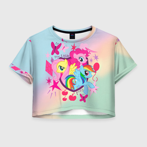 Женская футболка Crop-top 3D My Little Pony, цвет 3D печать