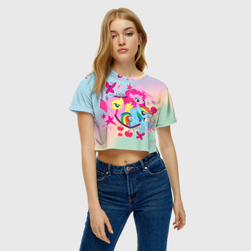 Женская футболка Crop-top 3D My Little Pony, цвет 3D печать - фото 3