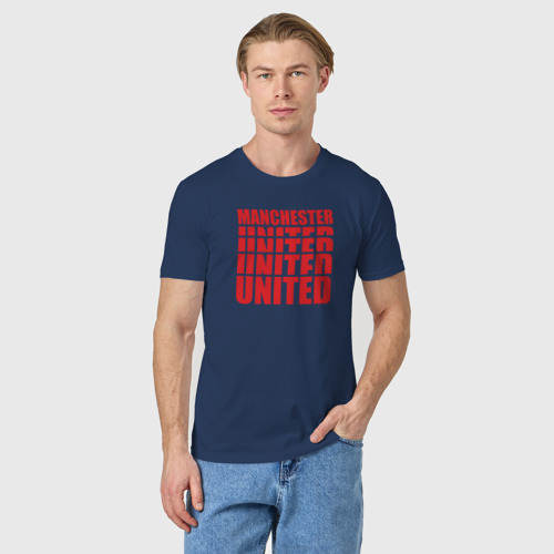 Мужская футболка хлопок Manchester United red, цвет темно-синий - фото 3