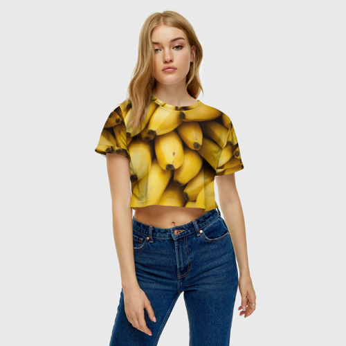 Женская футболка Crop-top 3D Банан, цвет 3D печать - фото 4