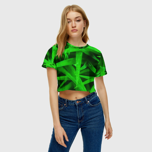 Женская футболка Crop-top 3D Трава, цвет 3D печать - фото 4