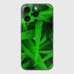 Чехол для iPhone 15 Pro Max силиконовый с защитой камеры Трава