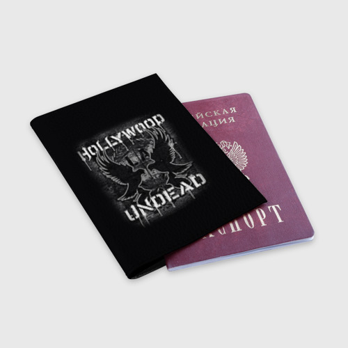 Обложка для паспорта матовая кожа Hollywood Undead, цвет черный - фото 3
