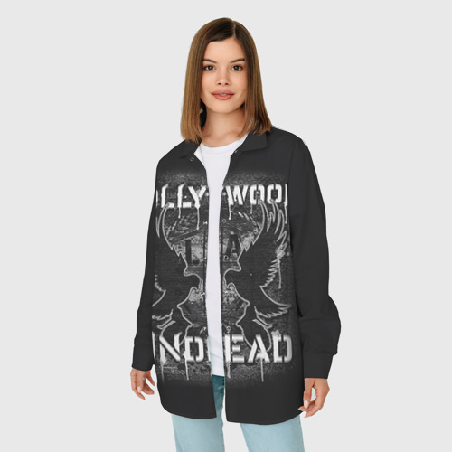 Женская рубашка oversize 3D с принтом Hollywood Undead, фото на моделе #1