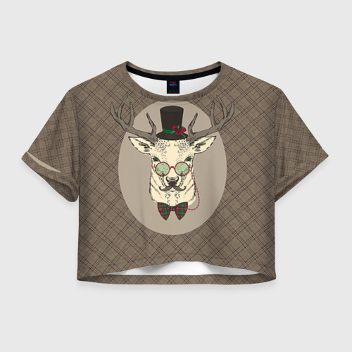 Женская футболка Crop-top 3D Deer, цвет 3D печать